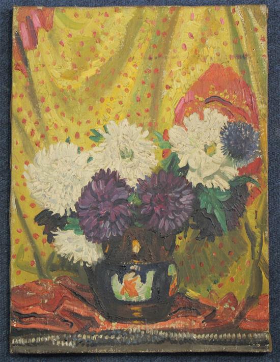 § Dame Laura Knight R.A., R.W.S. (1877-1970) Still life of Chrysanthemums, 15.5 x 11.5in. unframed.